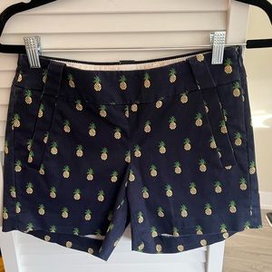 J. Crew Chino Short Size 0 navy with pineapples 13in, 4in inseam
